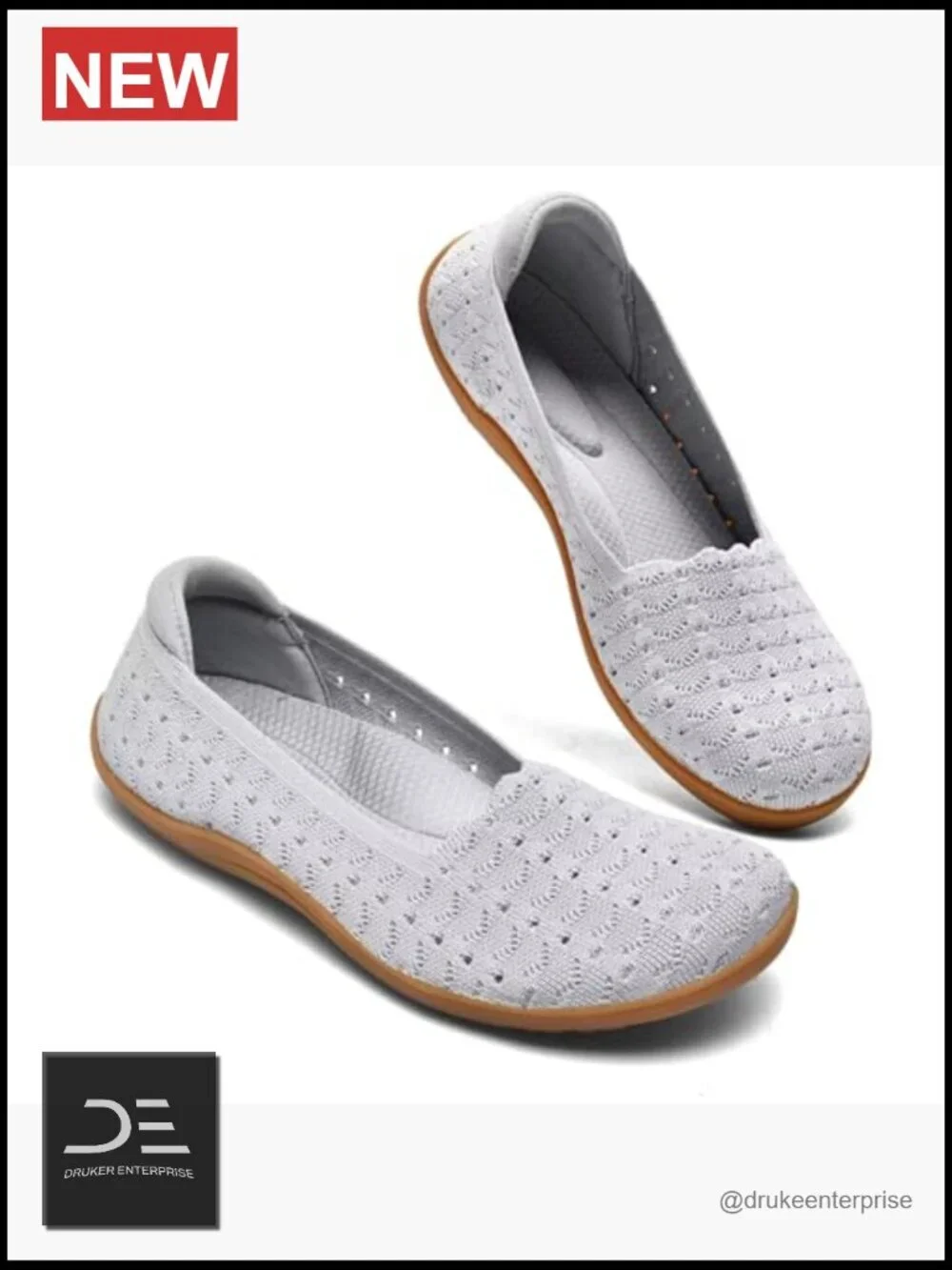 Wide Toe Box Knit Ballet Flats Slip-on Walking Comfort Shoes